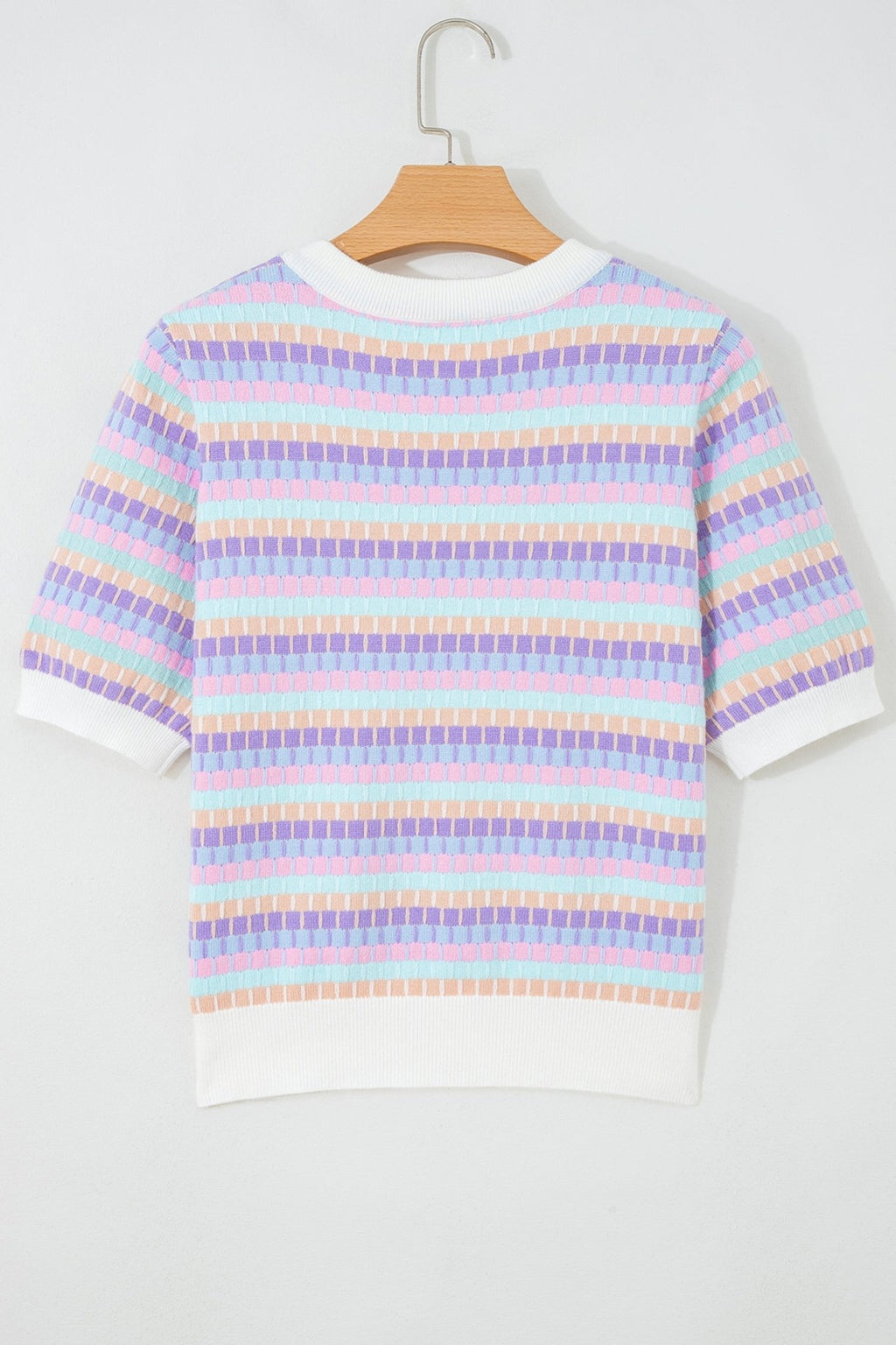 Abstract Stripe Short Sleeve Sweater Knit Top - Rooted & Reckless Co.