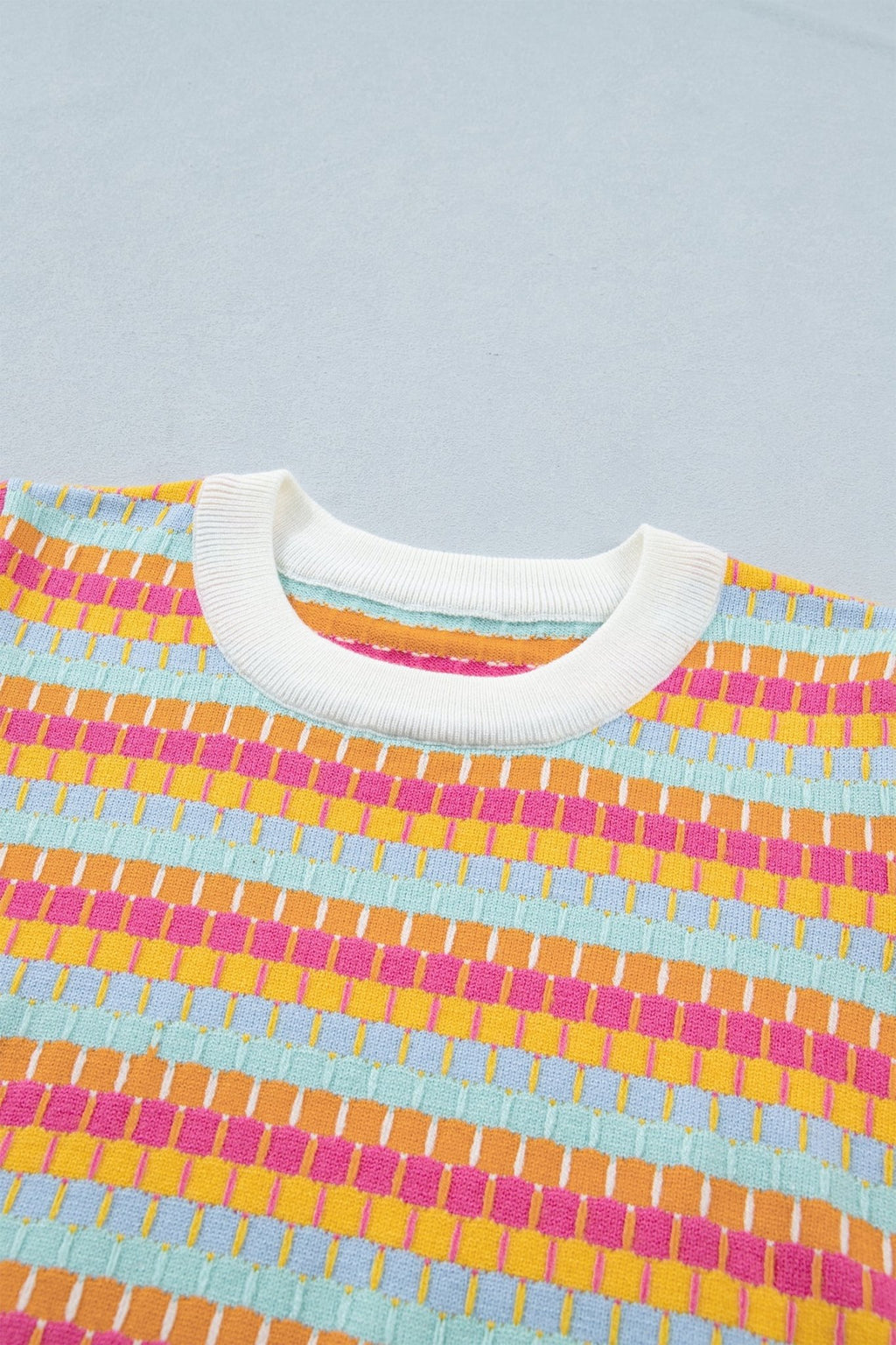 Abstract Stripe Short Sleeve Sweater Knit Top - Rooted & Reckless Co.