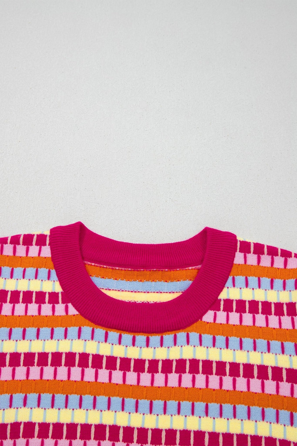 Abstract Stripe Short Sleeve Sweater Knit Top - Rooted & Reckless Co.