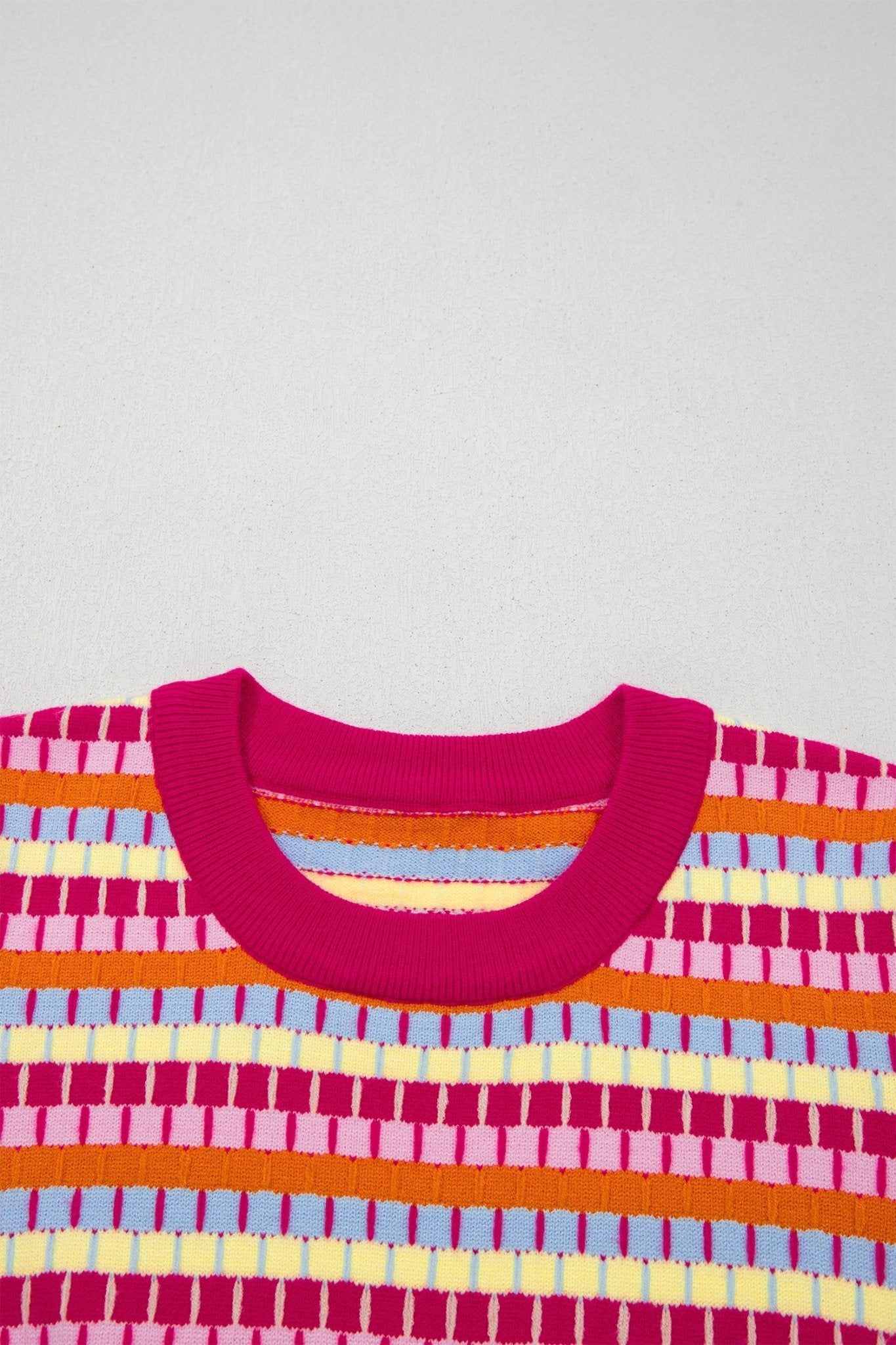 Abstract Stripe Short Sleeve Sweater Knit Top - Rooted & Reckless Co.