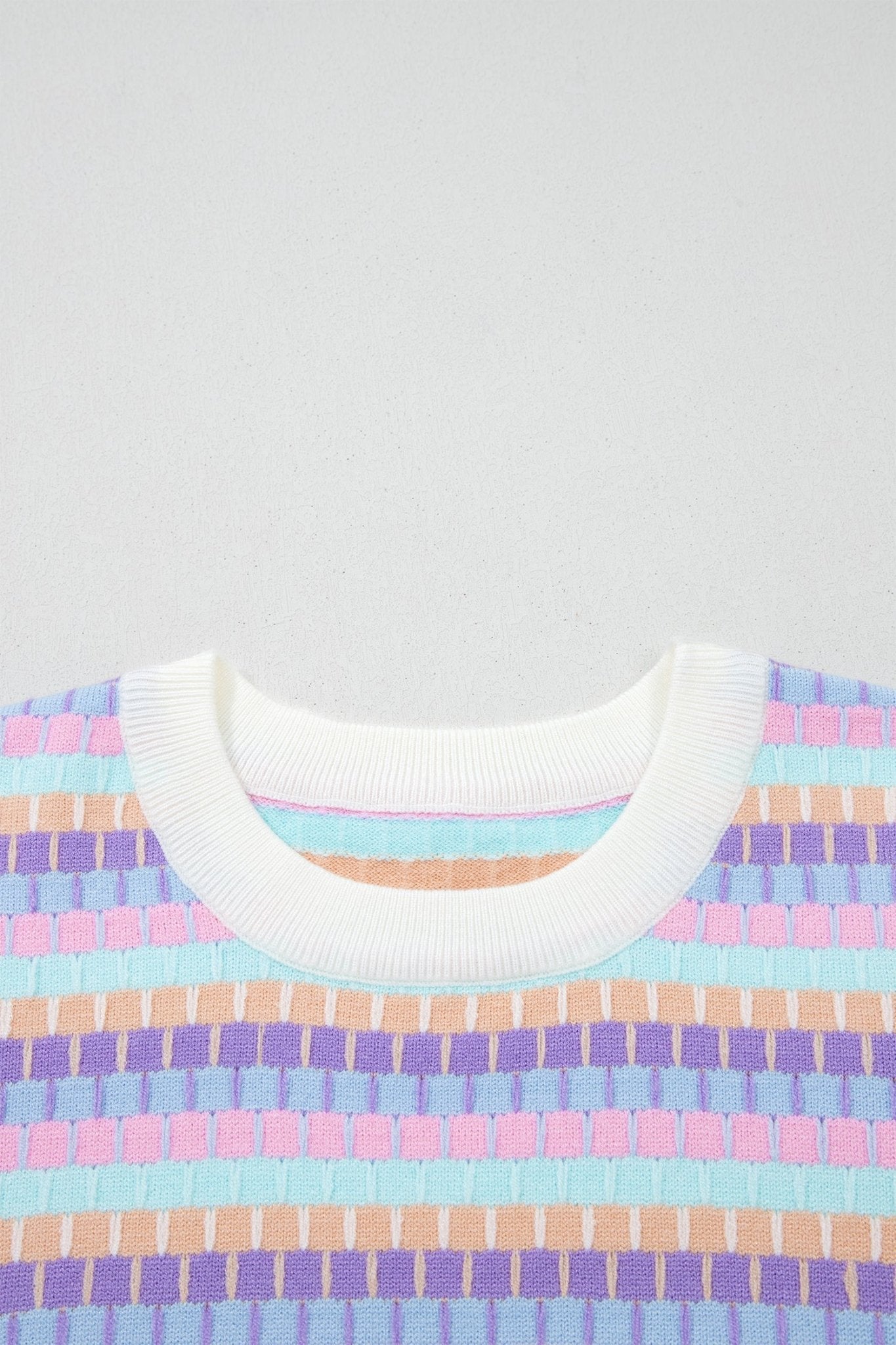 Abstract Stripe Short Sleeve Sweater Knit Top - Rooted & Reckless Co.