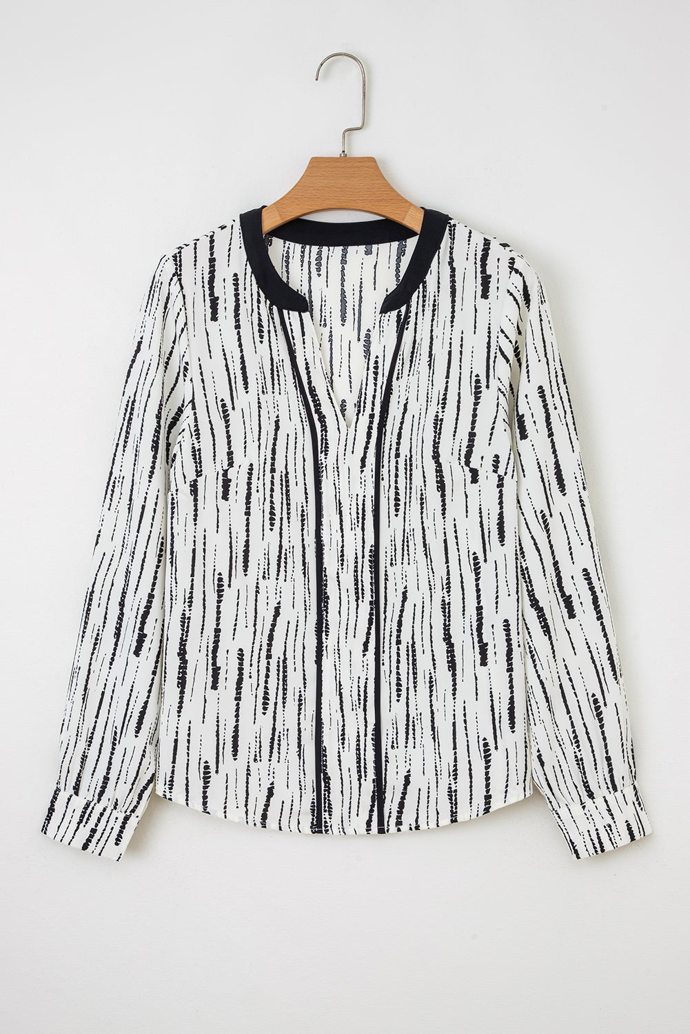 Abstract V-Neck Long Sleeve Blouse - Rooted & Reckless Co.