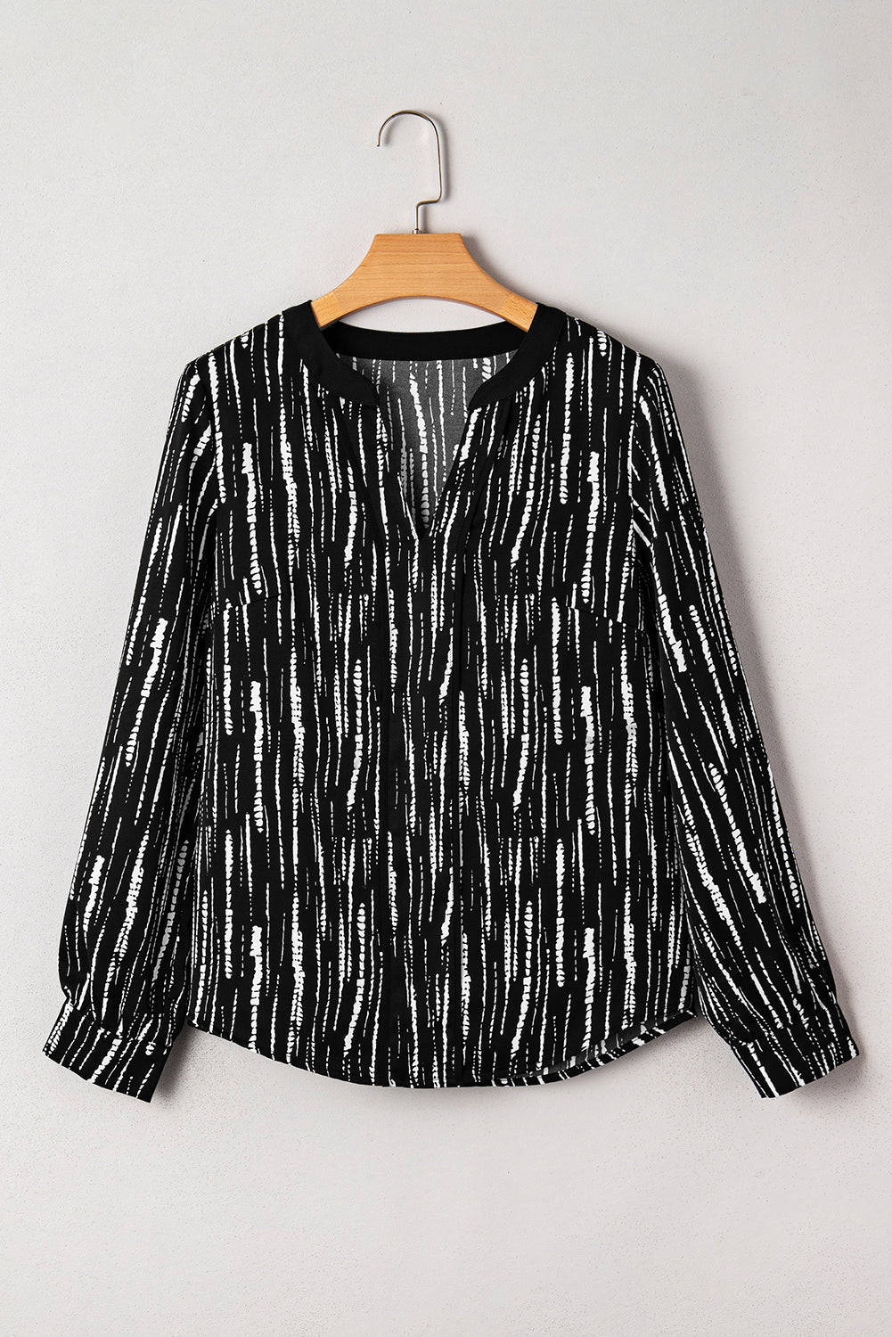 Abstract V-Neck Long Sleeve Blouse - Rooted & Reckless Co.