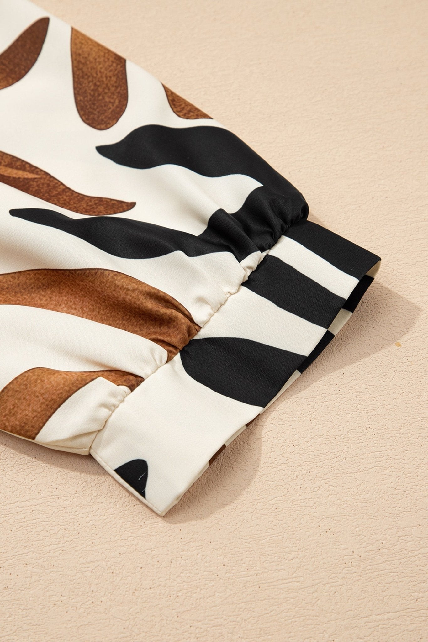 Abstract V-Neck Puff Sleeve Blouse - Rooted & Reckless Co.