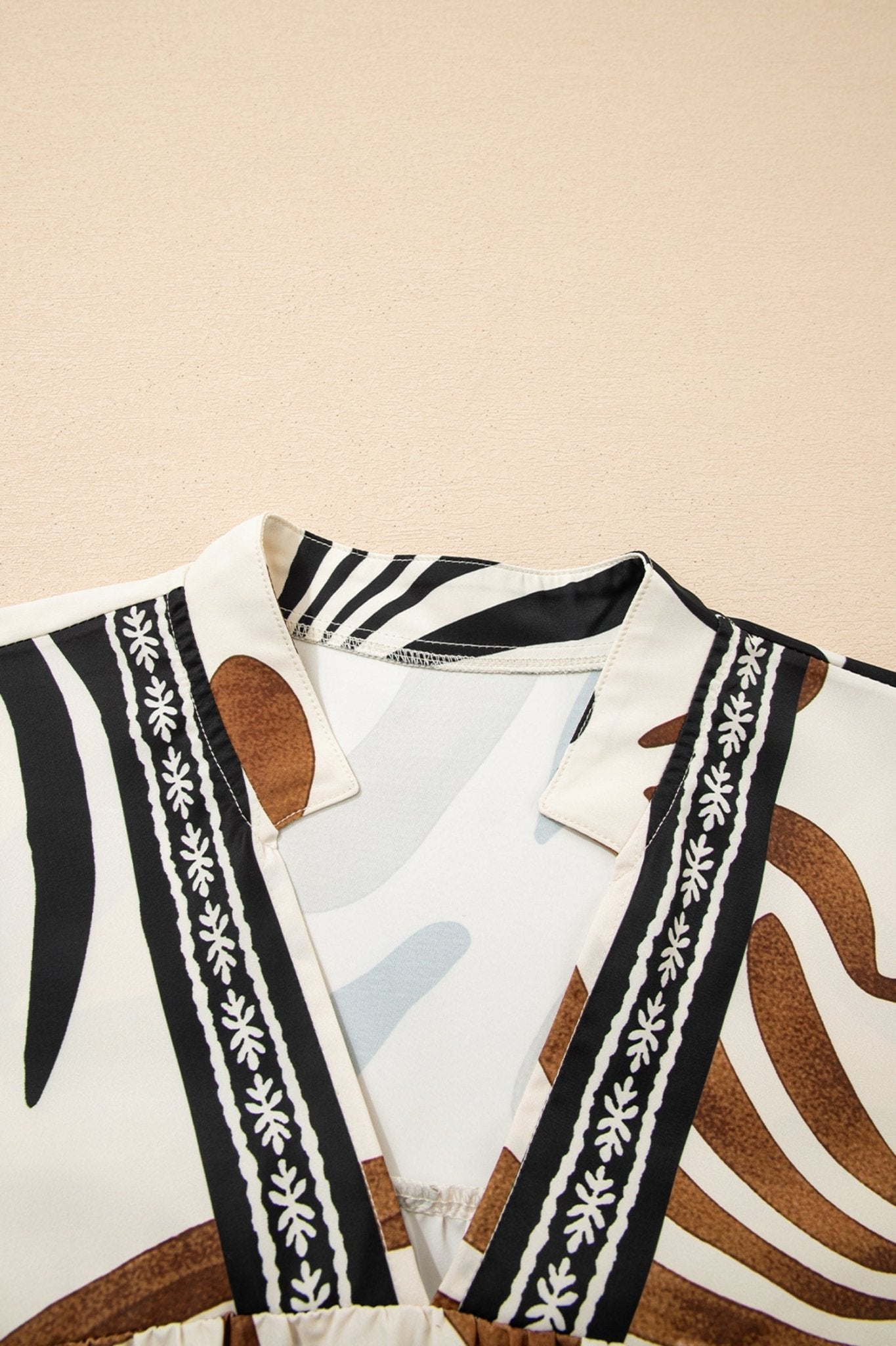 Abstract V-Neck Puff Sleeve Blouse - Rooted & Reckless Co.