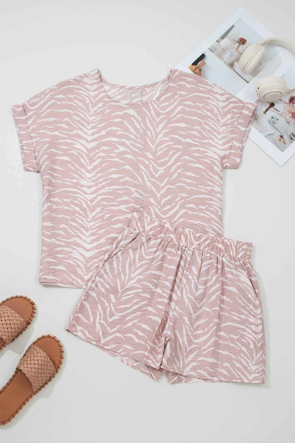 Abstract Zebra Top & Shorts Lounge Set - Rooted & Reckless Co.