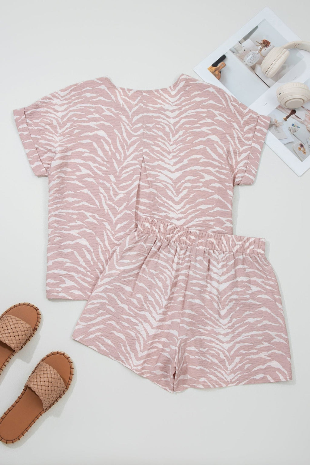 Abstract Zebra Top & Shorts Lounge Set - Rooted & Reckless Co.