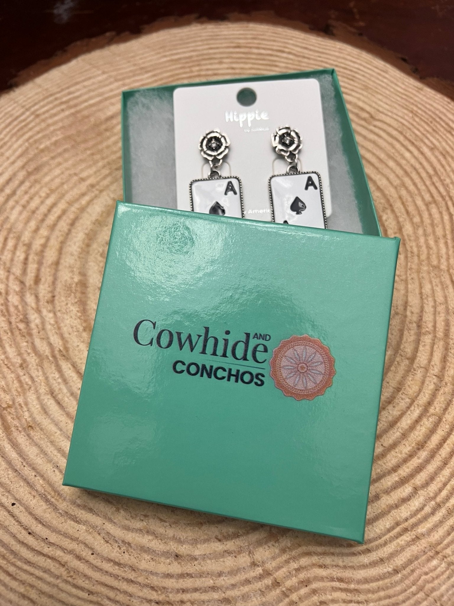 Ace of Spades Western Earrings with Faux Turquoise — 2" Drop - Rooted & Reckless Co.