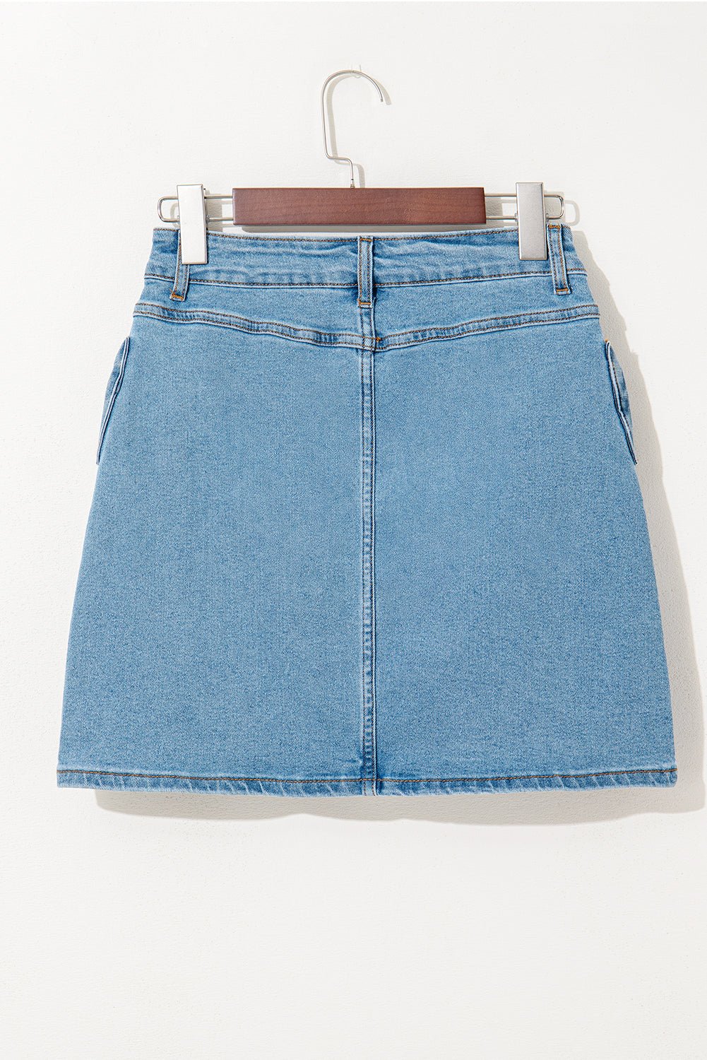 Acid Wash Denim Bow Pocket High Waist Skirt - Rooted & Reckless Co.