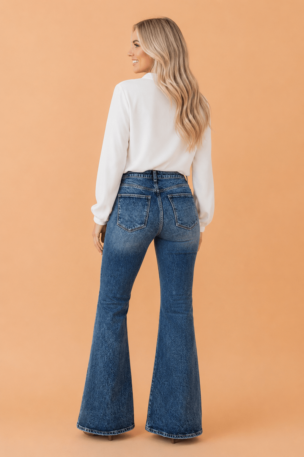 Acid Wash Denim High Waist Flare Jeans - Rooted & Reckless Co.