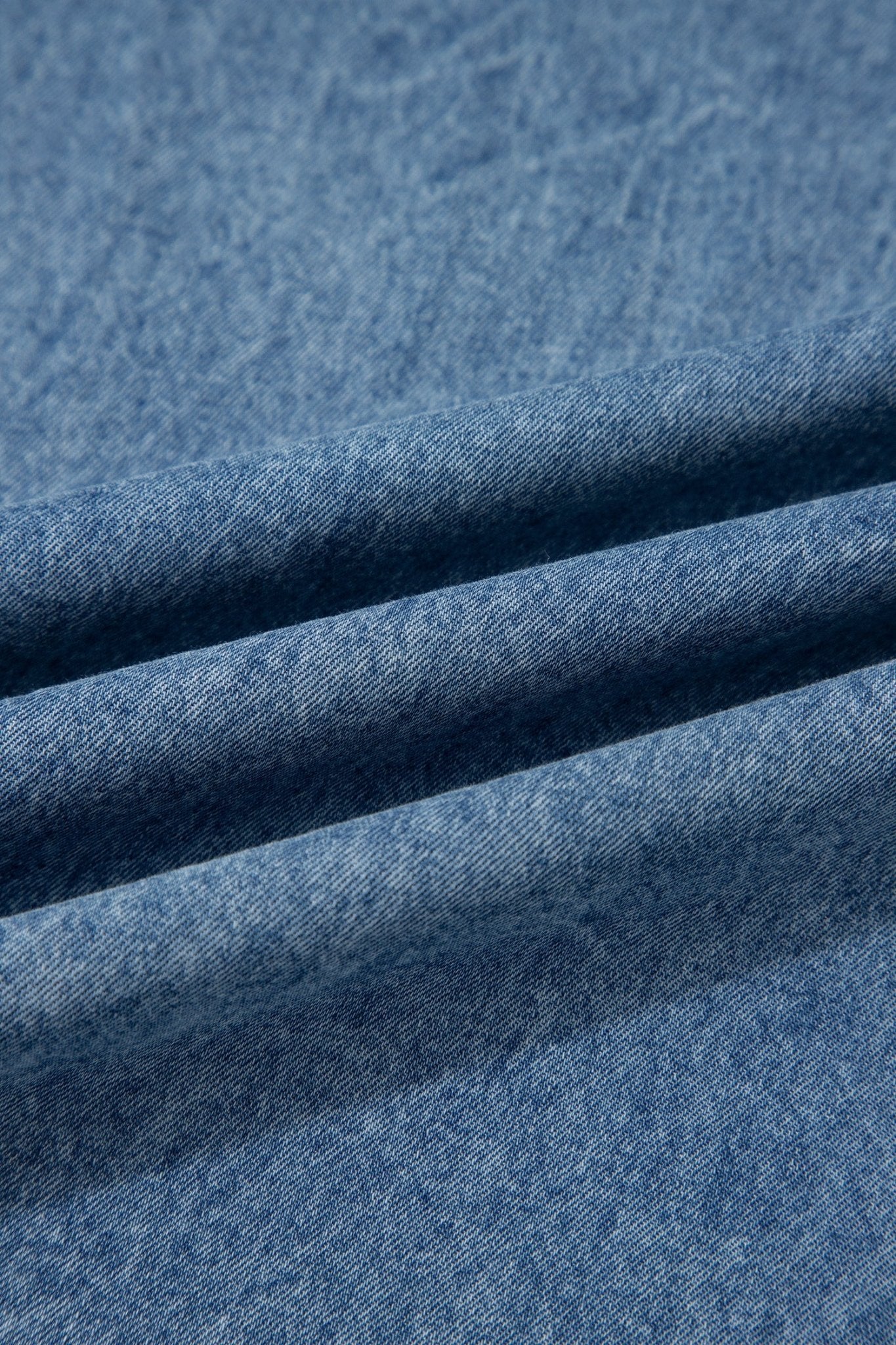 Acid Wash Denim Pleated Tie V-Neck Jumpsuit - Rooted & Reckless Co.