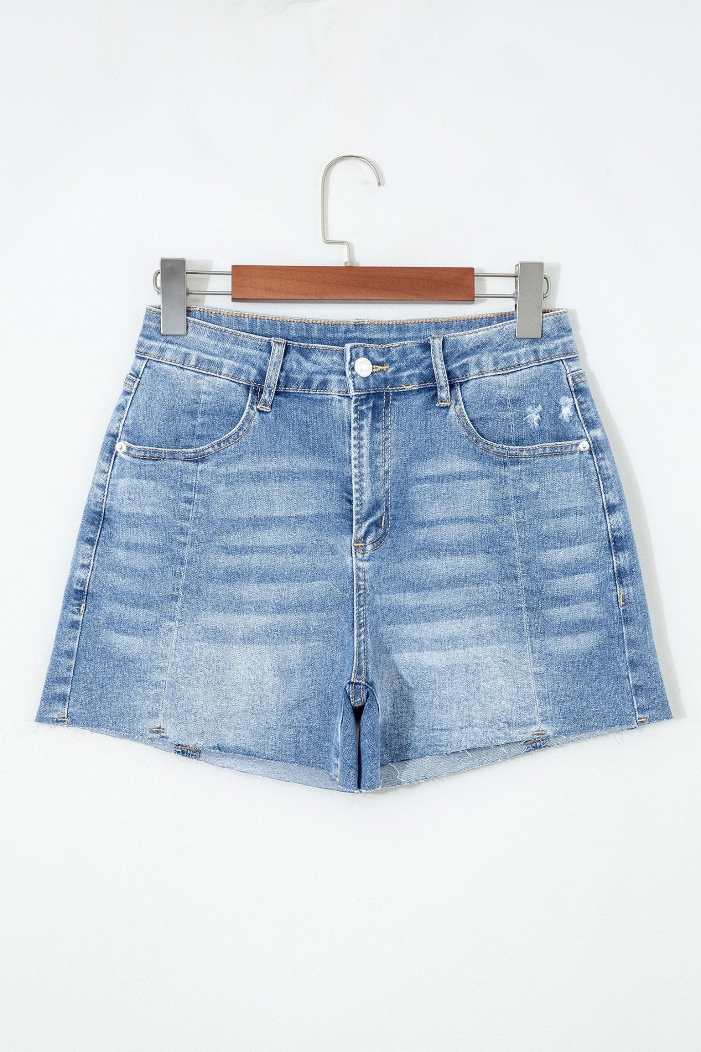 Acid Wash Denim Raw Hem Shorts - Rooted & Reckless Co.