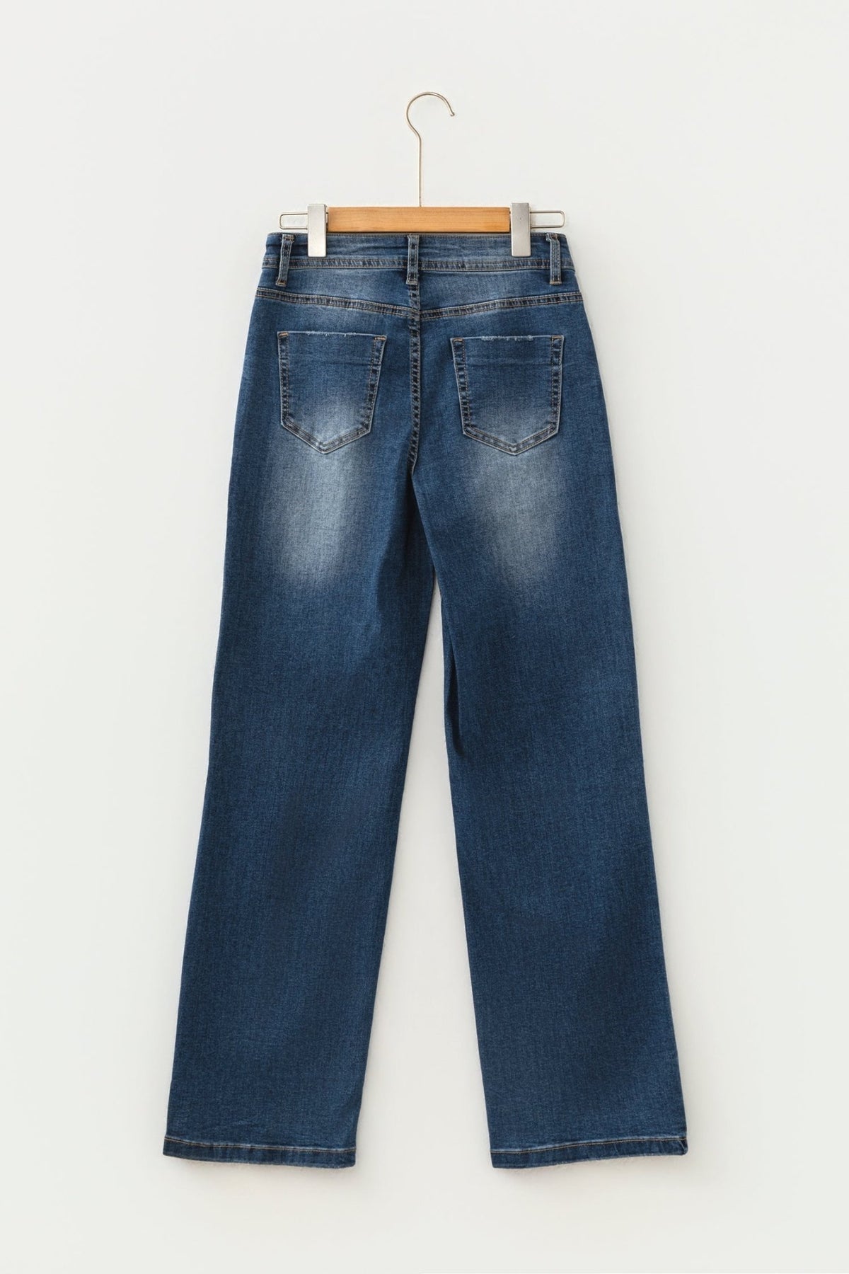 Acid Washed Straight Leg Full Length Jeans - Rooted & Reckless Co.