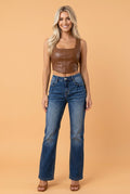 Acid Washed Straight Leg Full Length Jeans - Rooted & Reckless Co.