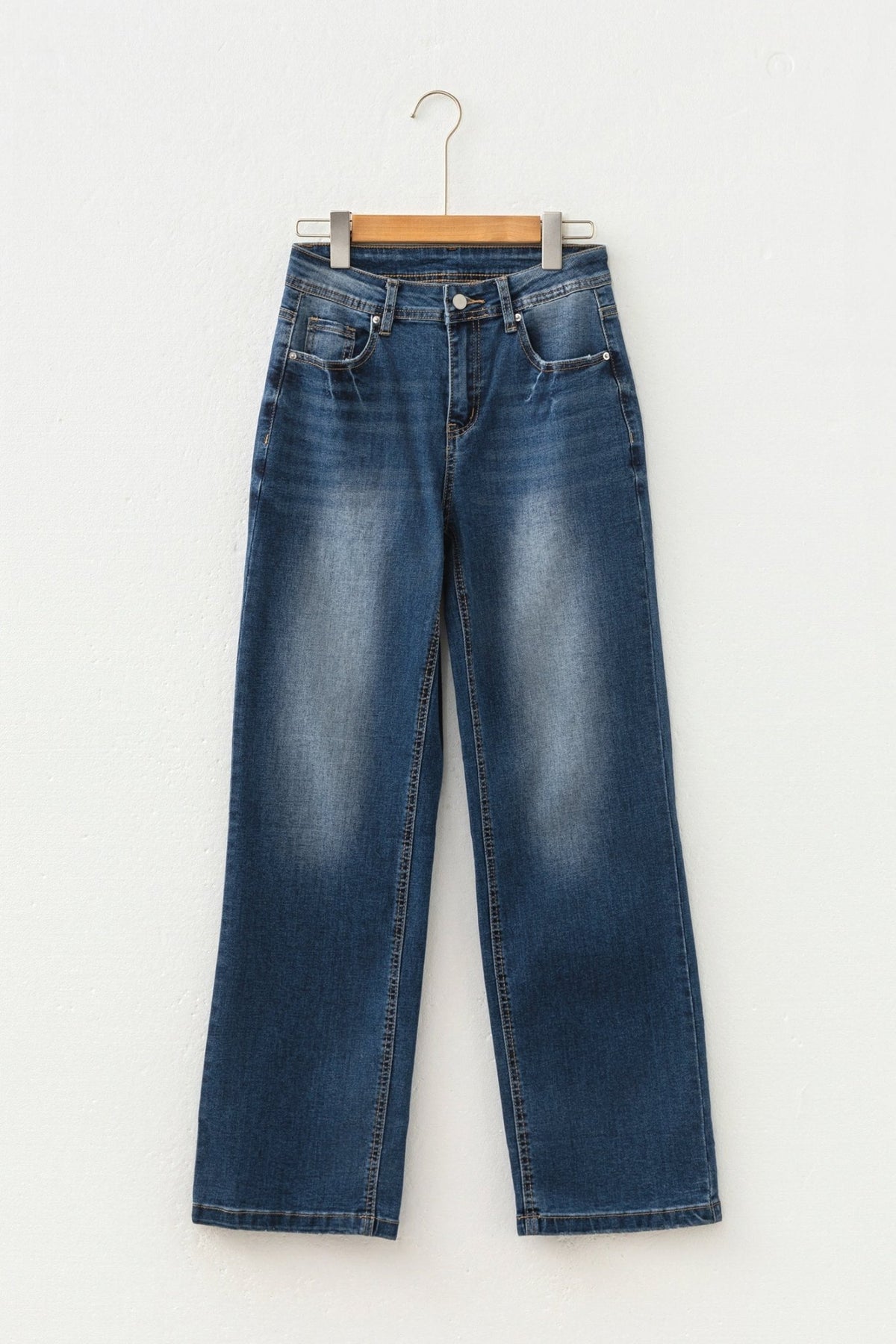 Acid Washed Straight Leg Full Length Jeans - Rooted & Reckless Co.