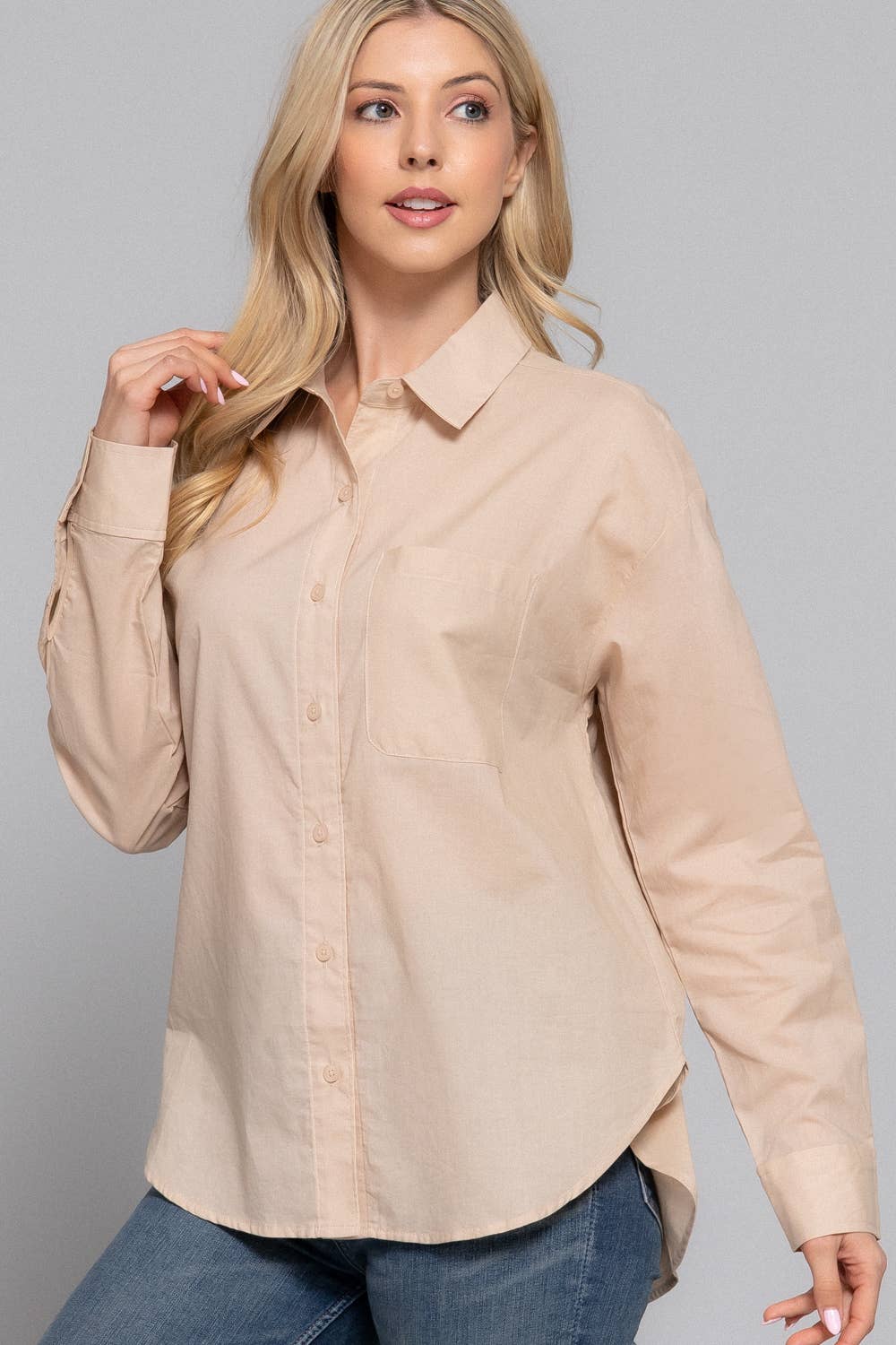 Active Basic "Two Step" Western Button-Down Shirt — Warm Taupe 100% Cotton Voile Layering Staple - Rooted & Reckless Co.