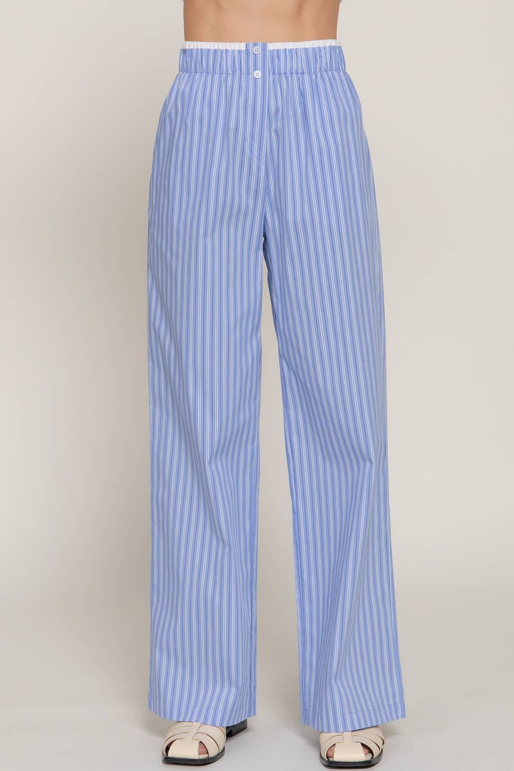 Active USA "Lounge Line" Contrast Waist Boxer Straight Pants — Striped Yarn-Dyed Stretch Woven Western Loungewear - Rooted & Reckless Co.