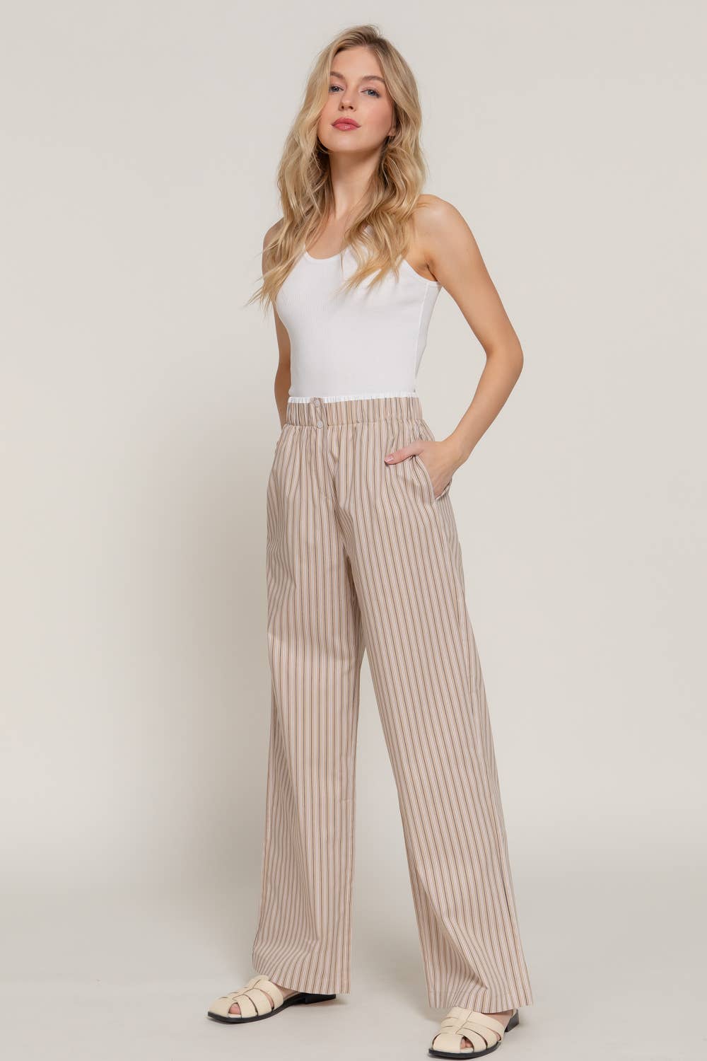 Active USA "Lounge Line" Contrast Waist Boxer Straight Pants — Striped Yarn-Dyed Stretch Woven Western Loungewear - Rooted & Reckless Co.