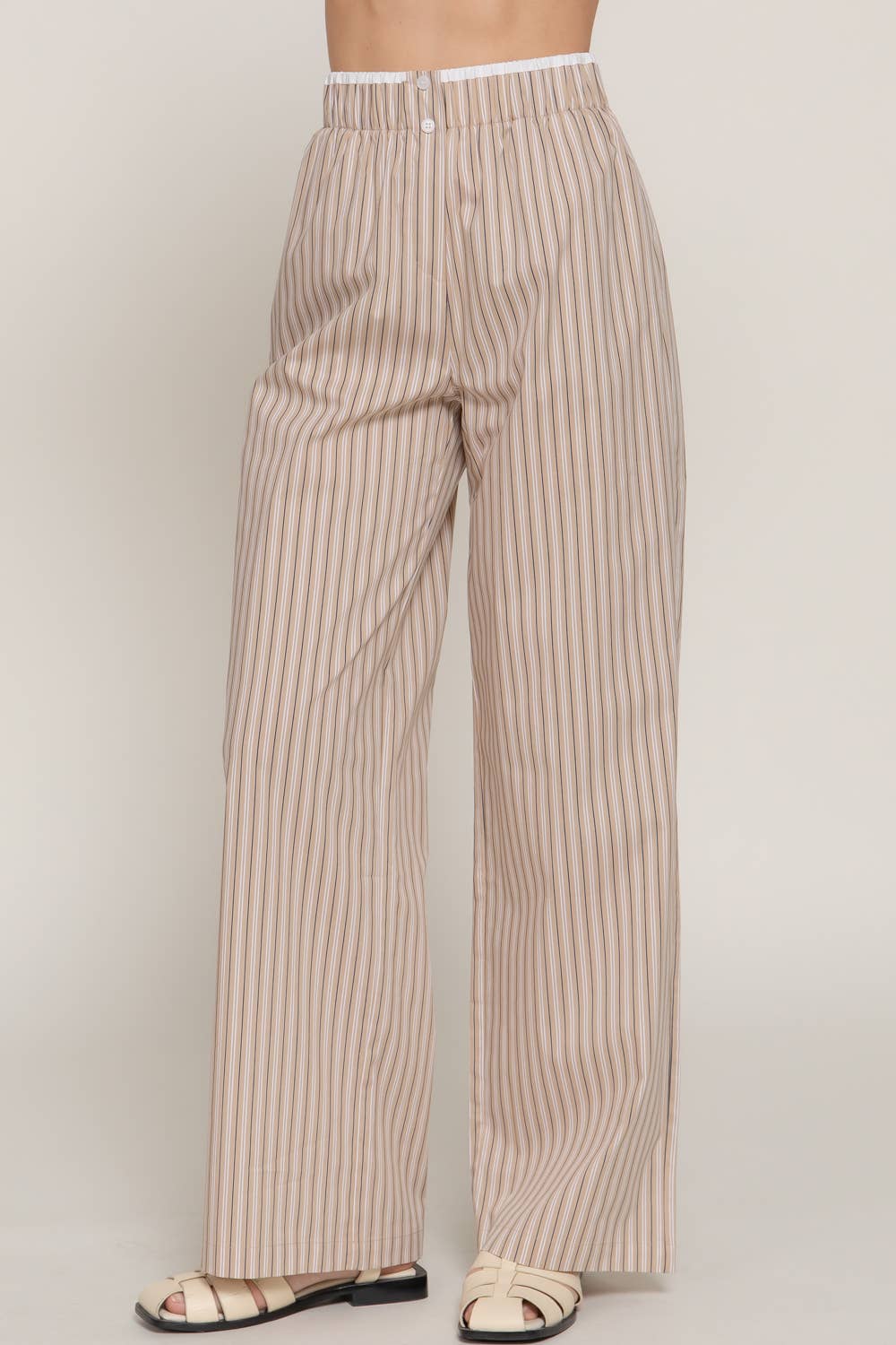 Active USA "Lounge Line" Contrast Waist Boxer Straight Pants — Striped Yarn-Dyed Stretch Woven Western Loungewear - Rooted & Reckless Co.