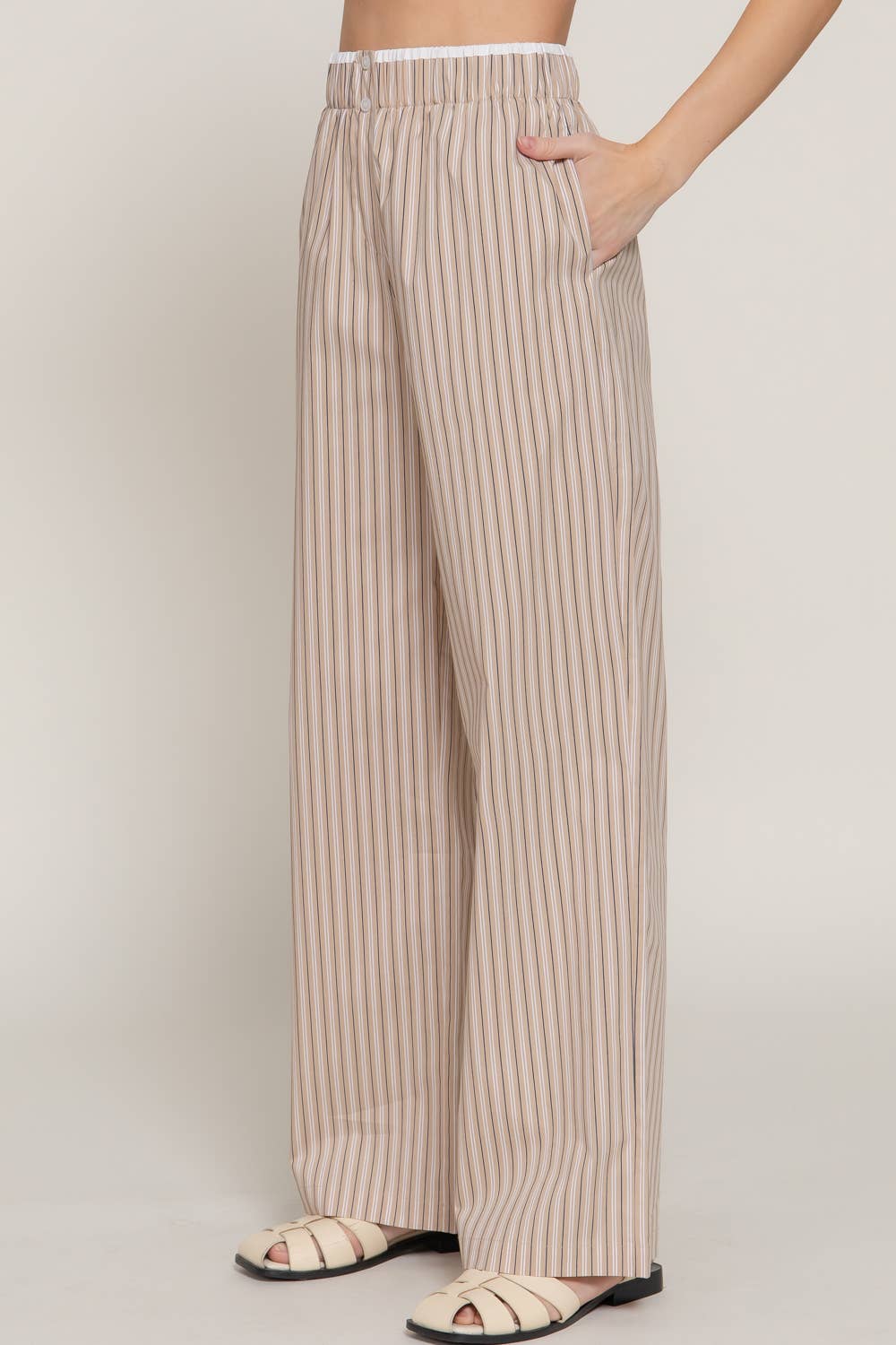 Active USA "Lounge Line" Contrast Waist Boxer Straight Pants — Striped Yarn-Dyed Stretch Woven Western Loungewear - Rooted & Reckless Co.