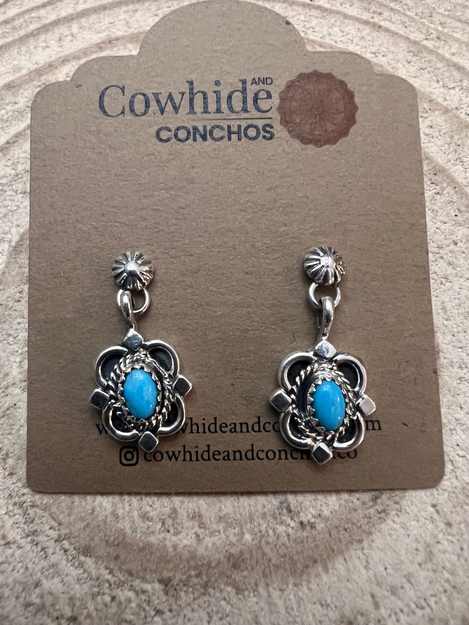 Adelarae Yazzie Navajo Sterling Silver Kingman Turquoise Earrings — 3/4" Drop - Rooted & Reckless Co.