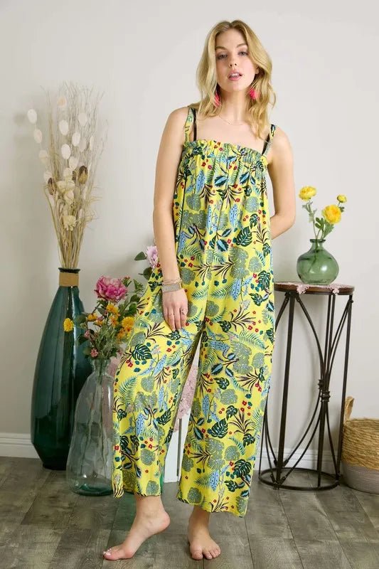ADORA Elastic Detail Tropical Jumpsuit - Rooted & Reckless Co.