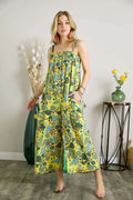ADORA Elastic Detail Tropical Jumpsuit - Rooted & Reckless Co.