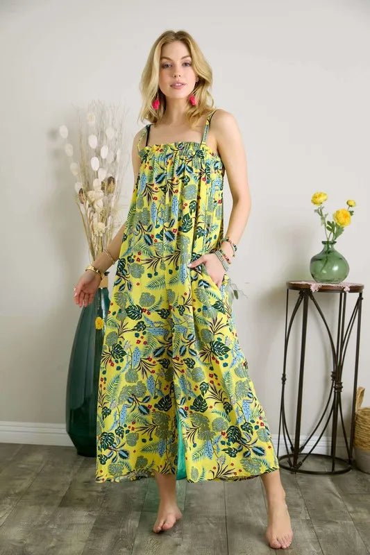 ADORA Elastic Detail Tropical Jumpsuit - Rooted & Reckless Co.