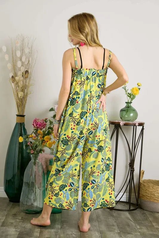 ADORA Elastic Detail Tropical Jumpsuit - Rooted & Reckless Co.
