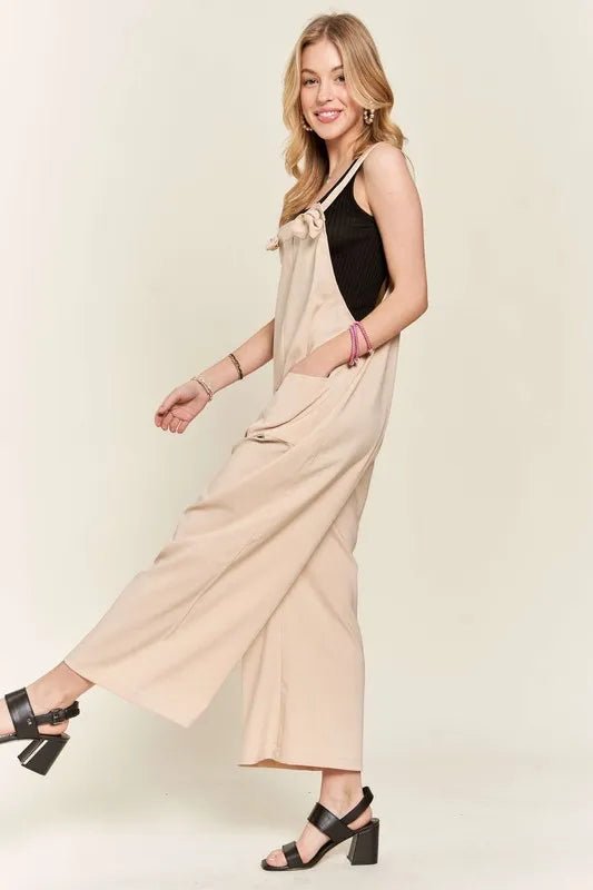 ADORA Knotted Wide Strap Wide Leg Overalls - Rooted & Reckless Co.