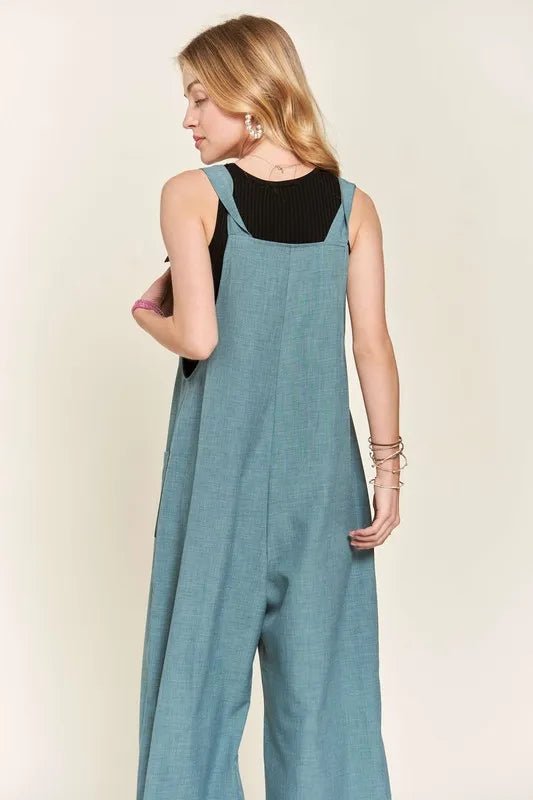ADORA Knotted Wide Strap Wide Leg Overalls - Rooted & Reckless Co.
