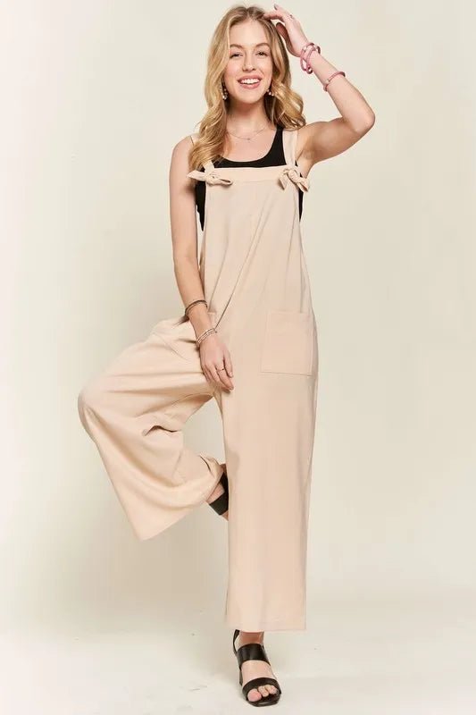 ADORA Knotted Wide Strap Wide Leg Overalls - Rooted & Reckless Co.