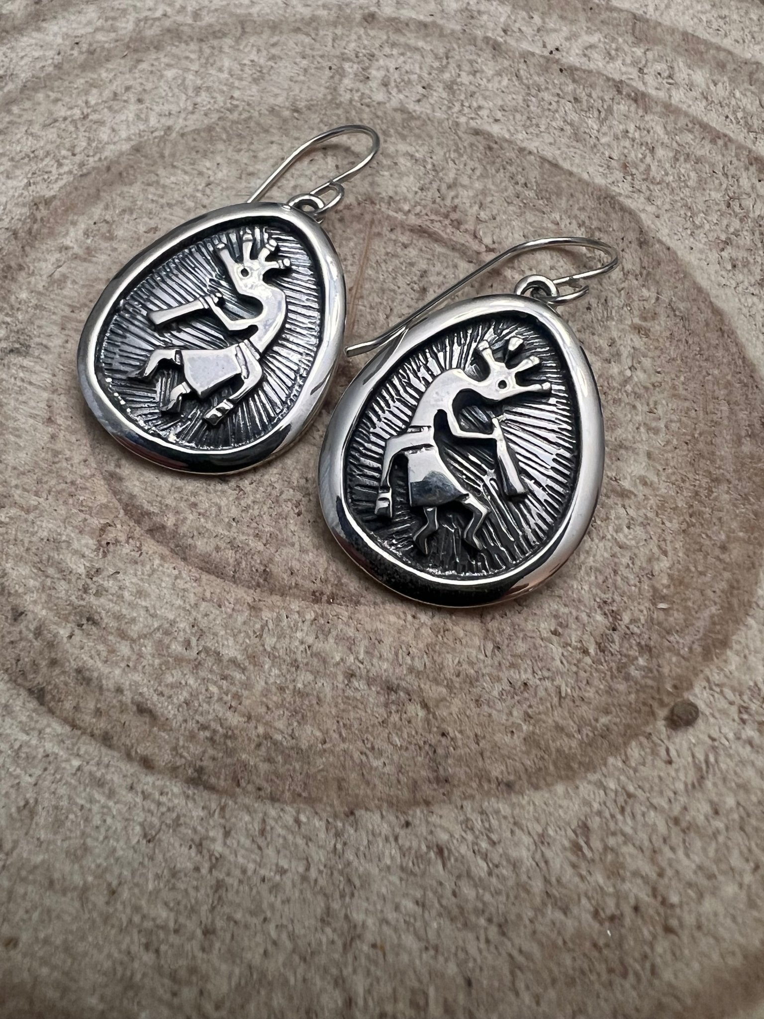 Allen Lee Navajo Sterling Silver Kokopelli Earrings - Rooted & Reckless Co.