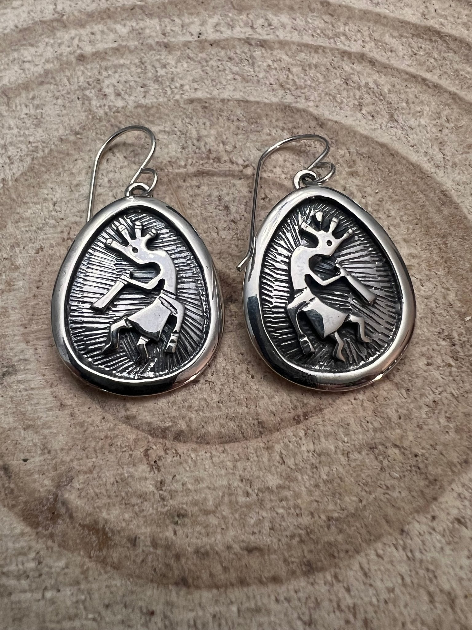 Allen Lee Navajo Sterling Silver Kokopelli Earrings - Rooted & Reckless Co.