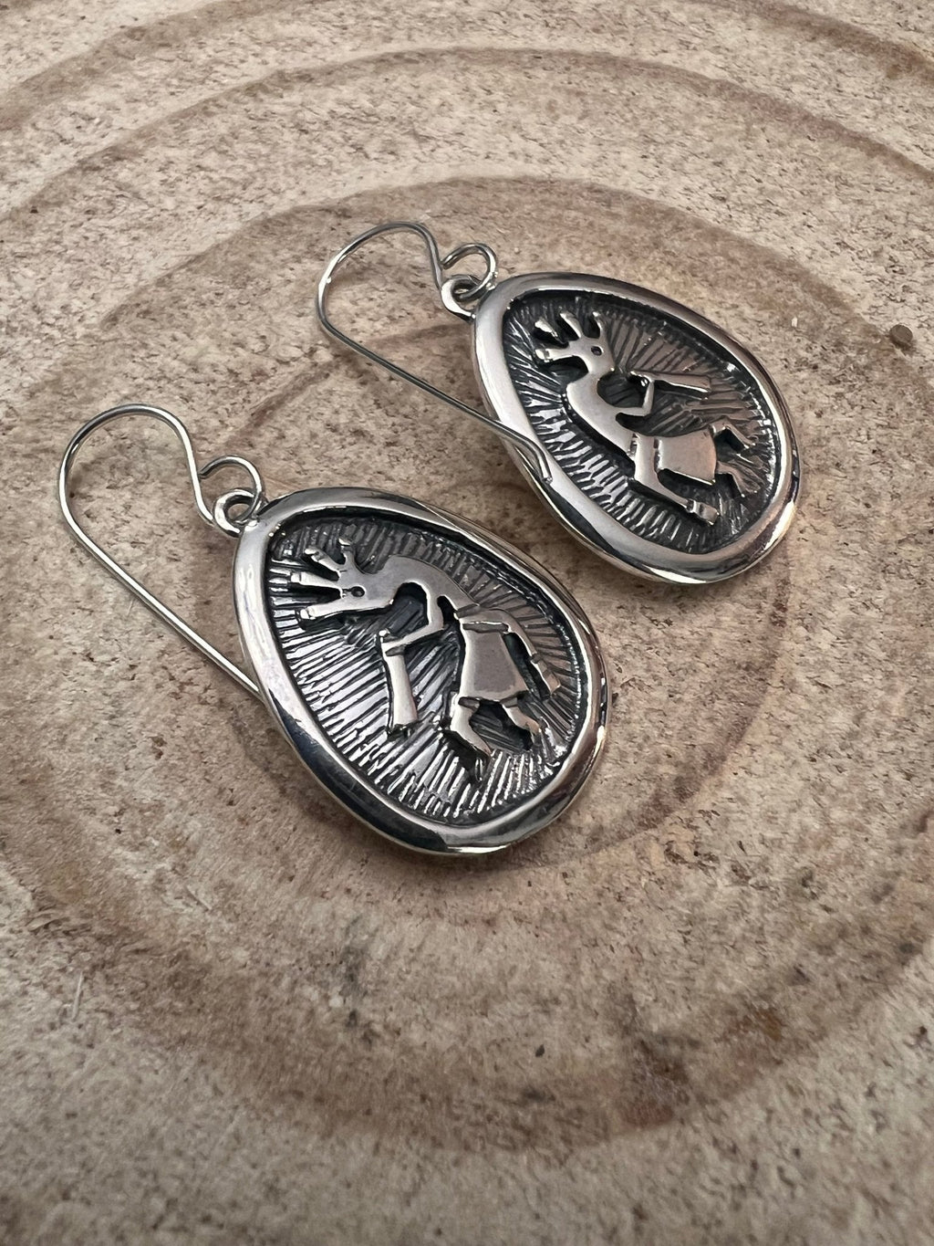 Allen Lee Navajo Sterling Silver Kokopelli Earrings - Rooted & Reckless Co.