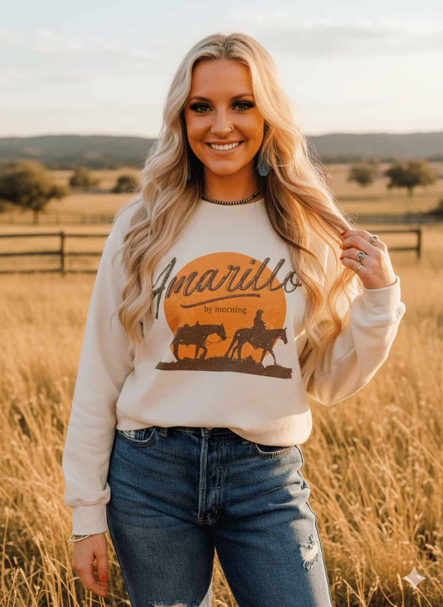Amarillo by Mornin' Western Graphic Sweatshirt - Rooted & Reckless Co.