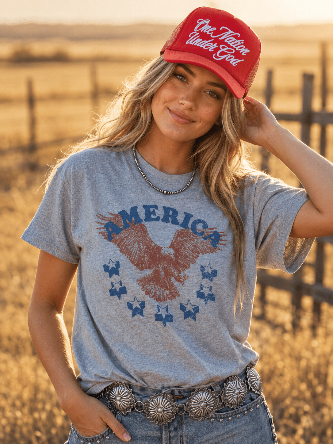 America Patriotic Eagle Graphic Tee - Rooted & Reckless Co.