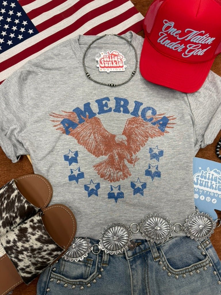 America Patriotic Eagle Graphic Tee - Rooted & Reckless Co.