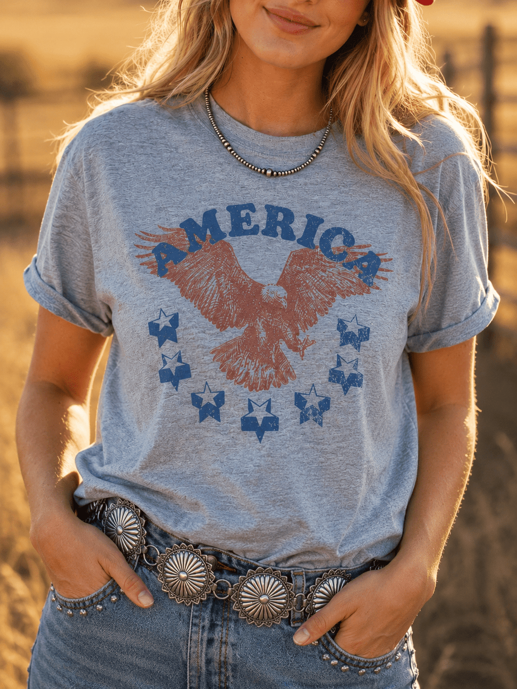America Patriotic Eagle Graphic Tee - Rooted & Reckless Co.
