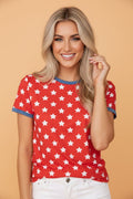 Americana Stars Colorblock Short Sleeve Top - Rooted & Reckless Co.