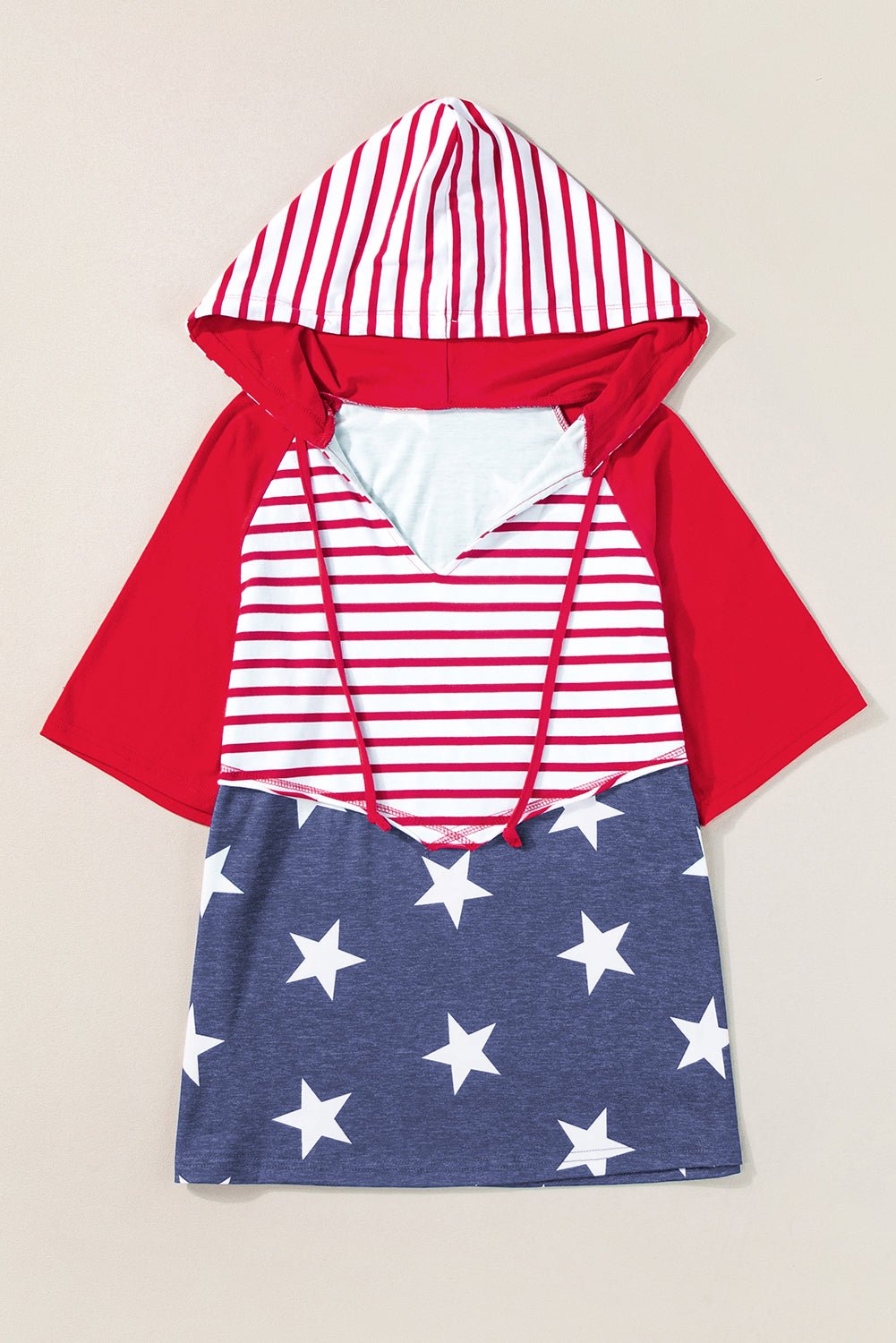 Americana Stars & Stripes Drawstring Hooded T-Shirt - Rooted & Reckless Co.