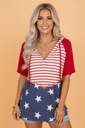 Americana Stars & Stripes Drawstring Hooded T-Shirt - Rooted & Reckless Co.