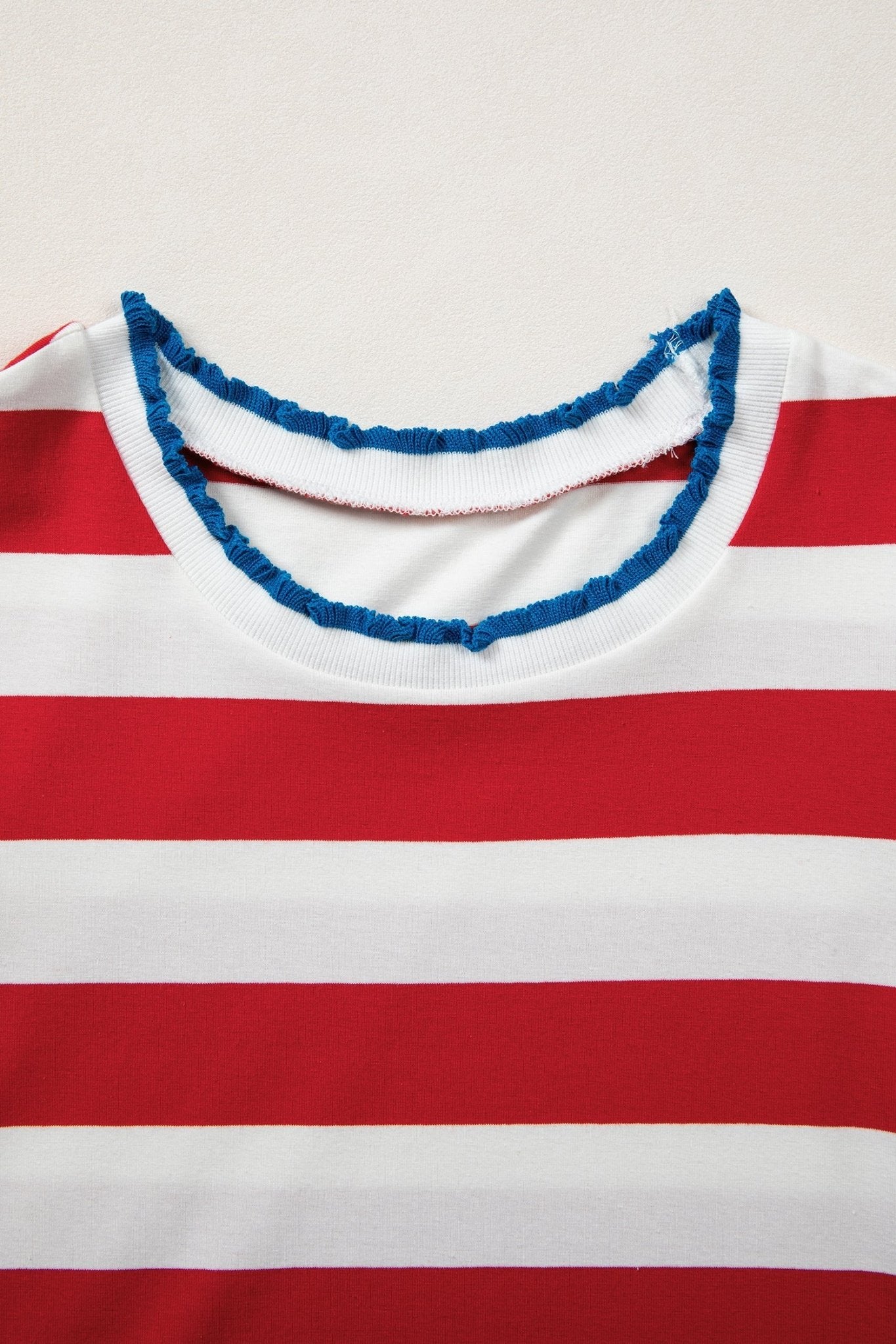 Americana Stripe Contrast Trim Puff Sleeve Dress - Rooted & Reckless Co.