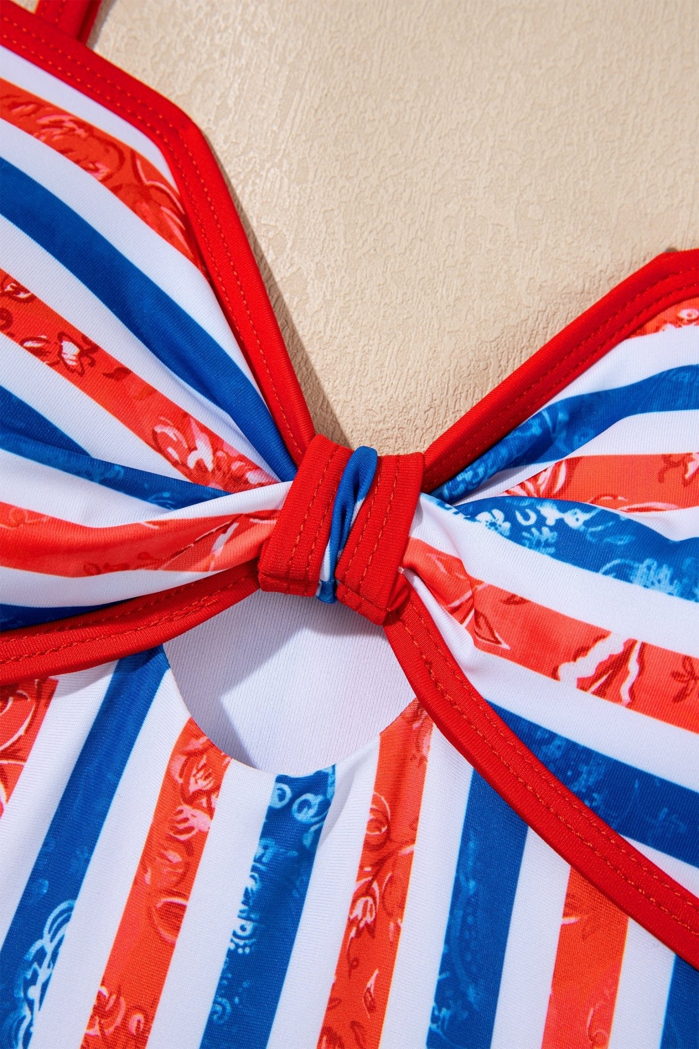 Americana Stripe Cutout Spaghetti Strap Swimsuit - Rooted & Reckless Co.