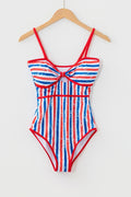 Americana Stripe Cutout Spaghetti Strap Swimsuit - Rooted & Reckless Co.