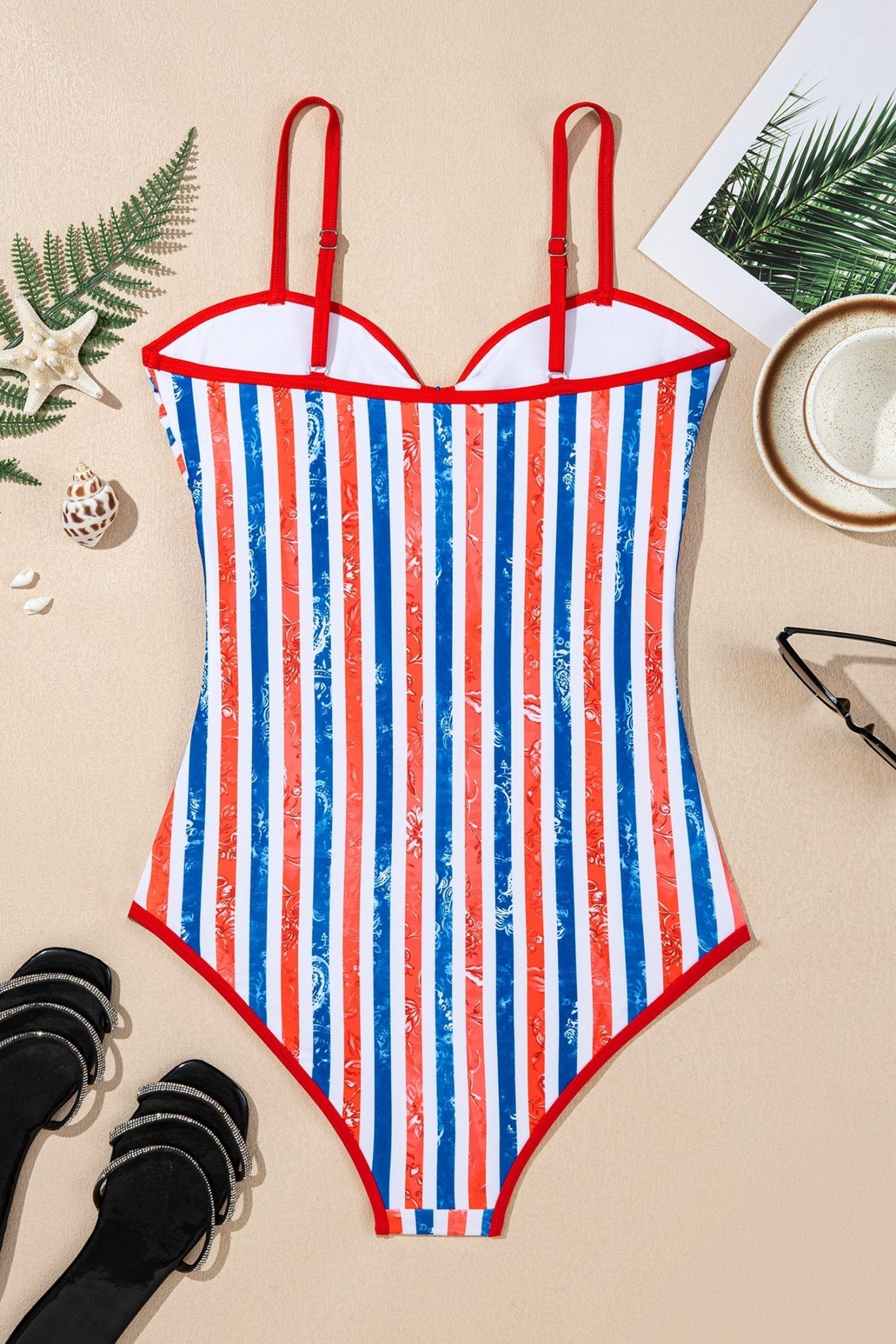 Americana Stripe Cutout Spaghetti Strap Swimsuit - Rooted & Reckless Co.