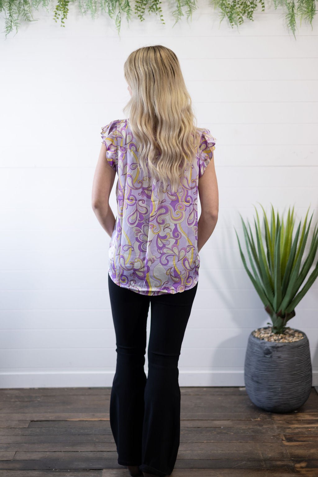 Andrée by Unit Lilac Split Neckline Western Satin Blouse — Flowy Sleeves Non-Sheer Summer Top (small and large remain) - Rooted & Reckless Co.