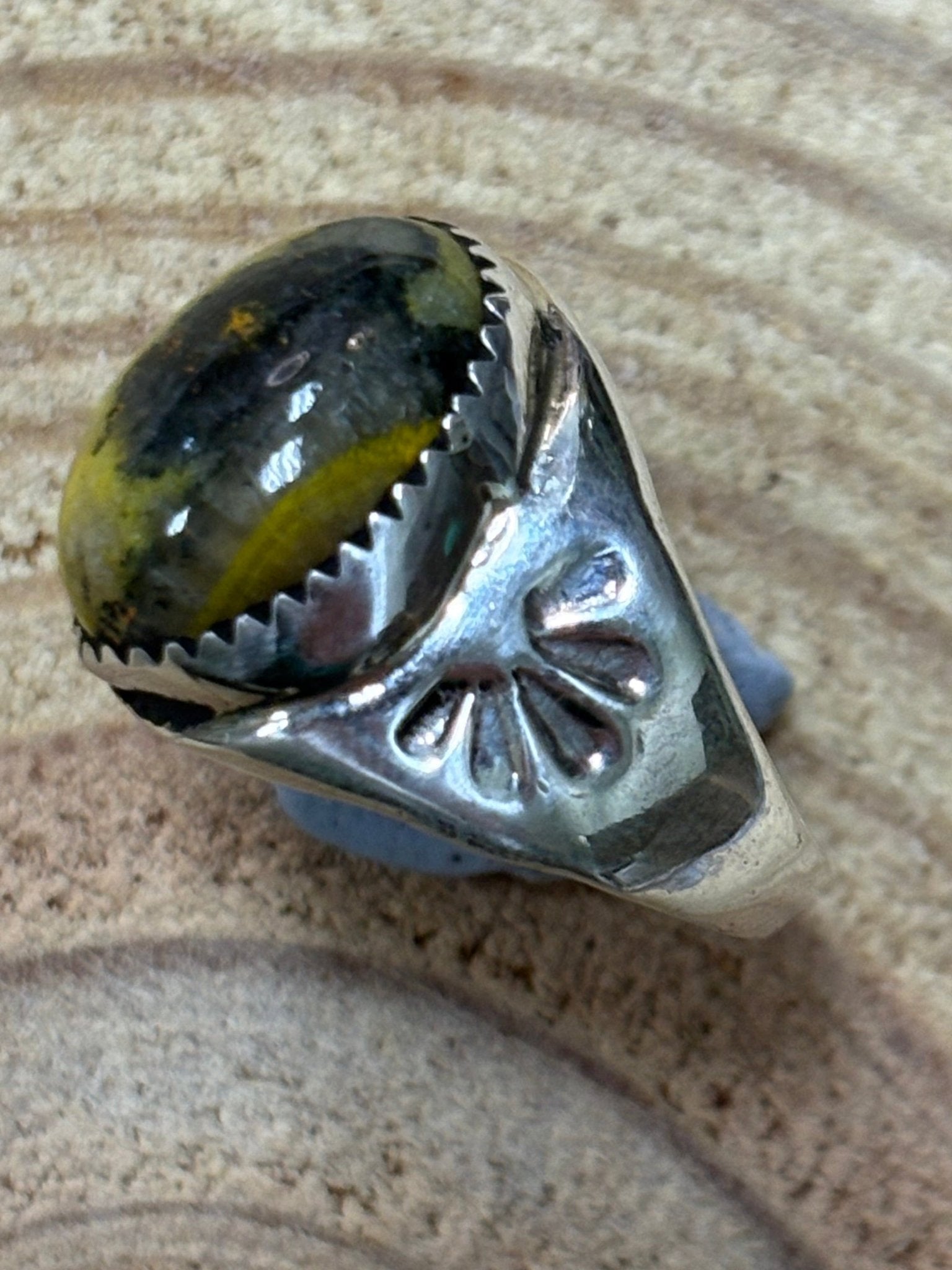 Annie Lincoln Navajo Sterling Silver Bumblebee Jasper Ring — Size 9 - Rooted & Reckless Co.