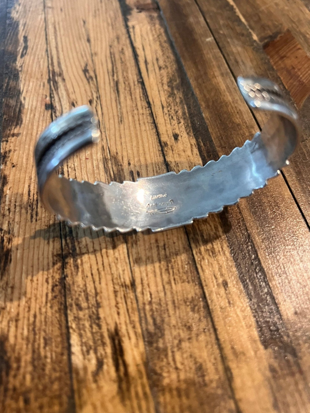 Anthony Brown Navajo Sterling Silver Bracelet with Kingman Turquoise — 6 5/8" Wrist (Hallmark "Anthony B") - Rooted & Reckless Co.