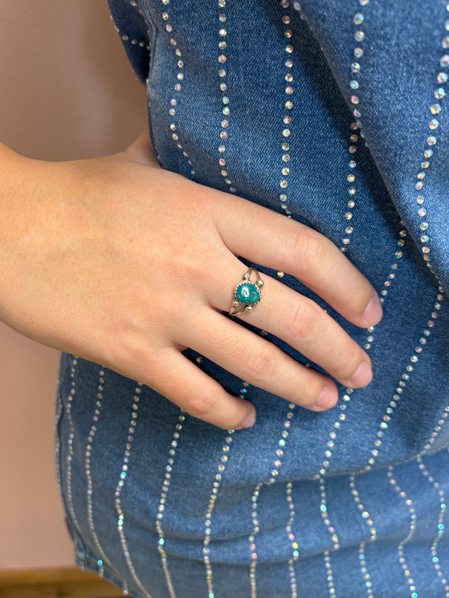 Antionette Martinez Navajo Kingman Turquoise Sterling Silver Ring — Size 8 - Rooted & Reckless Co.